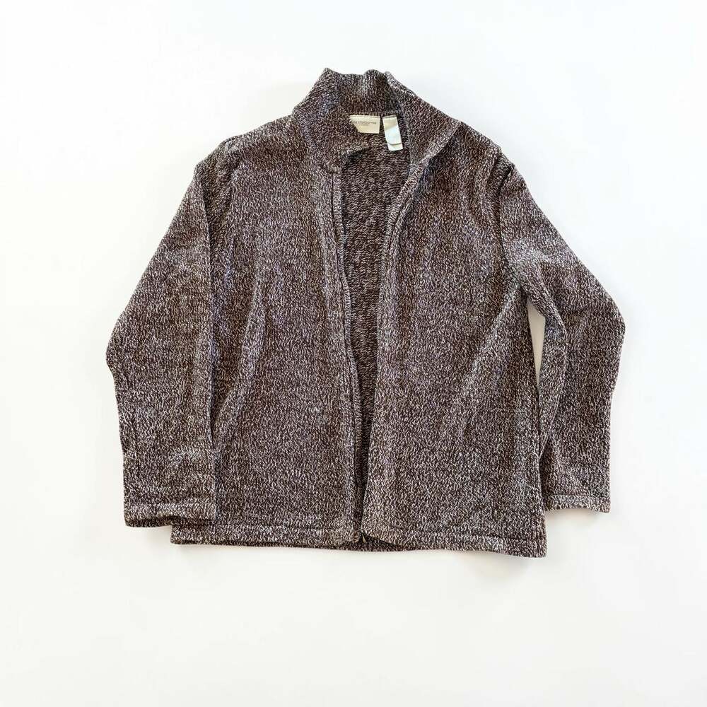 Liz Claiborne Lizsport Brown Marl Full-Zip Mock Neck Cardigan Sweater